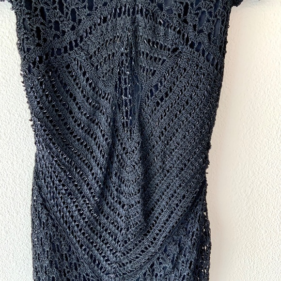 Y2K! Marisol Beaded Dress Black Lace Crochet Size Medium - Picture 11 of 16